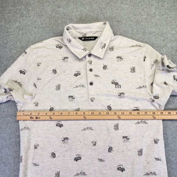 Travis Mathew Polo Mens M Shirt Tropical Golf‎ Cart Beer Cocktail All Over Print - Picture 7 of 8